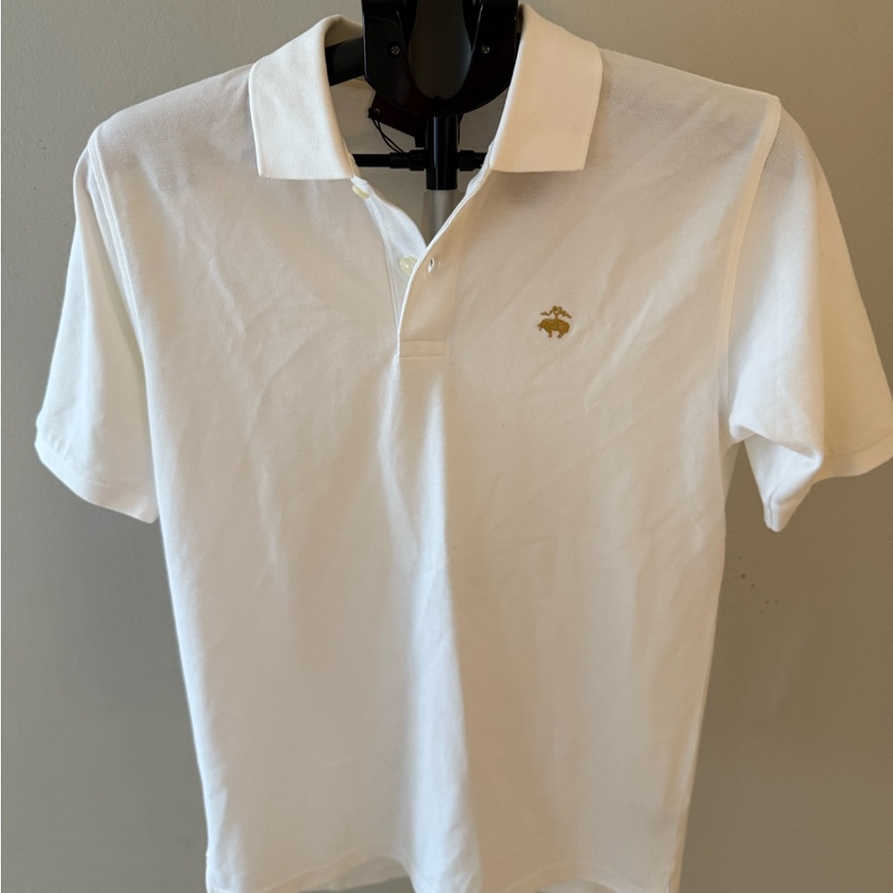 NWT Brooks Brothers Men’s White Polo with Gold Emblem Size Large